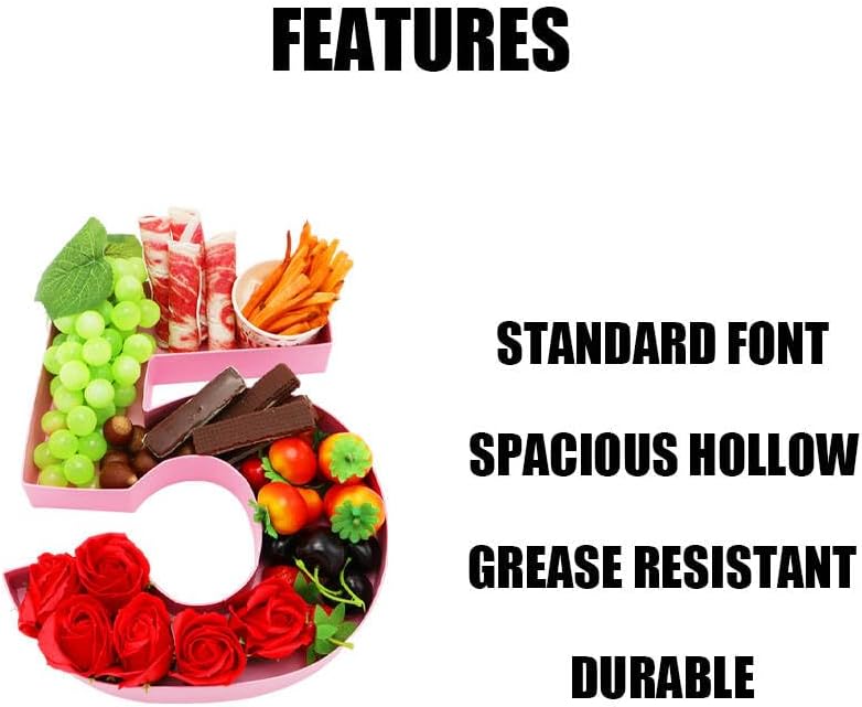 WENPACK 12inch Cardboard Number Fillable Cutouts Paper Mache for Charcuterie Sweet Food Birthday Treat (Pink, 5) - Image 2